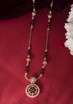 Rose Gold Rose Plated Stone Studded Circular Mangalsutra