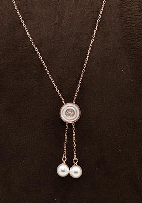 925 Pure Silver Long Adjustable Rose Gold Chain Pendant