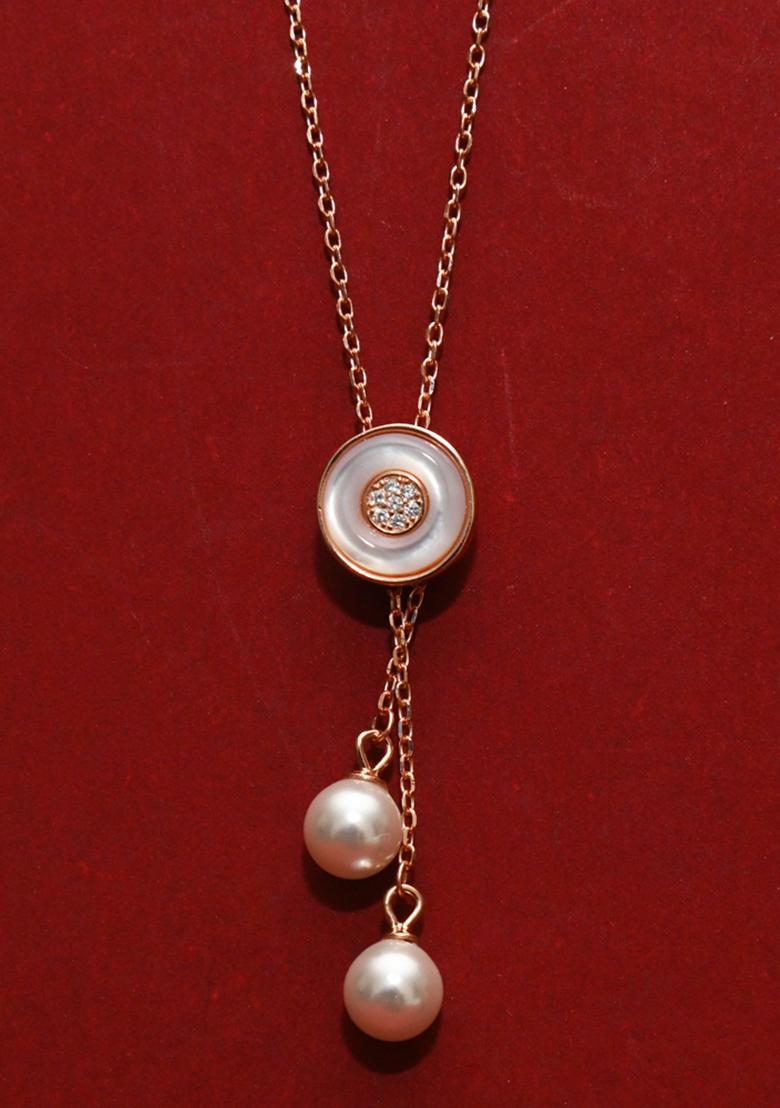 925 Pure Silver Long Adjustable Rose Gold Chain Pendant
