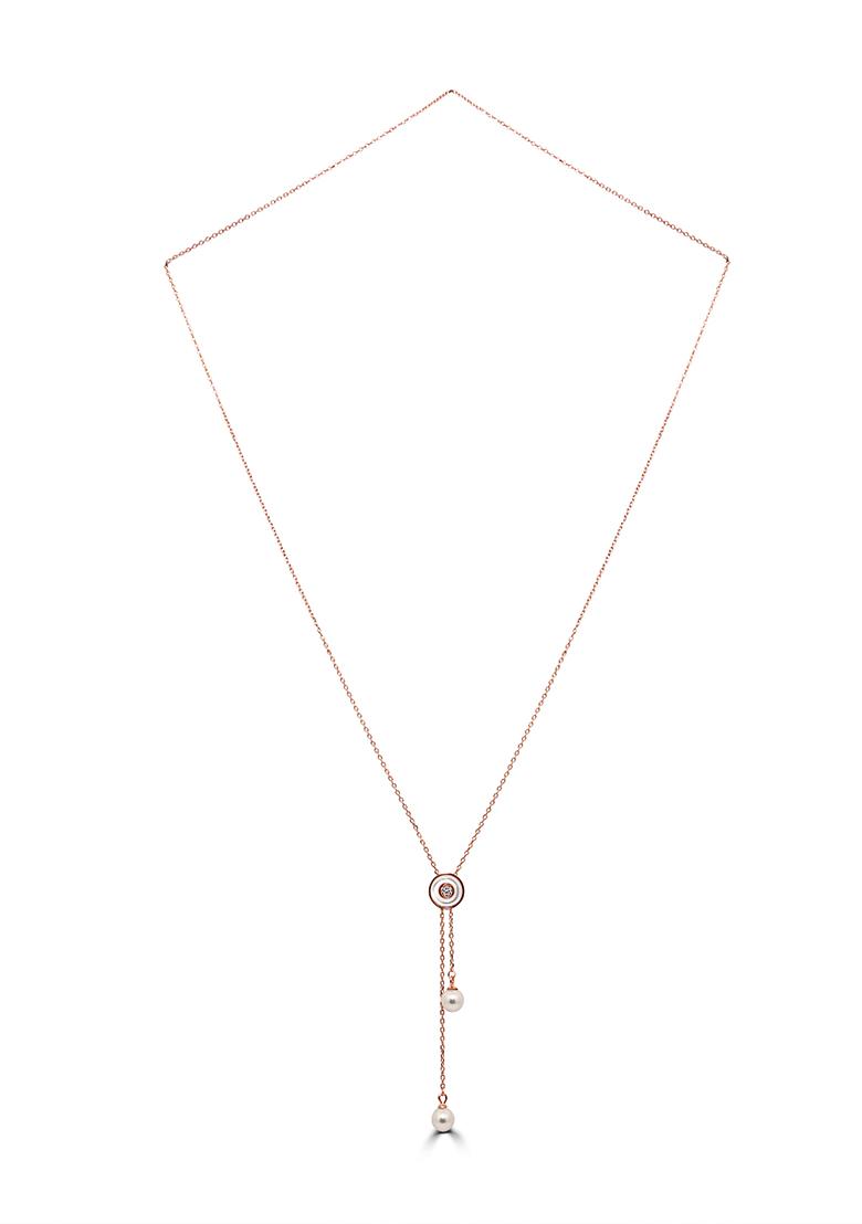 925 Pure Silver Long Adjustable Rose Gold Chain Pendant