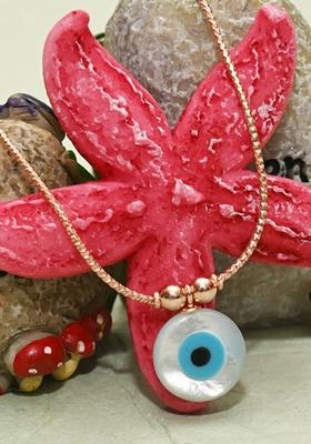 925 Pure Silver Evil Eye Rose Gold Chain Pendant