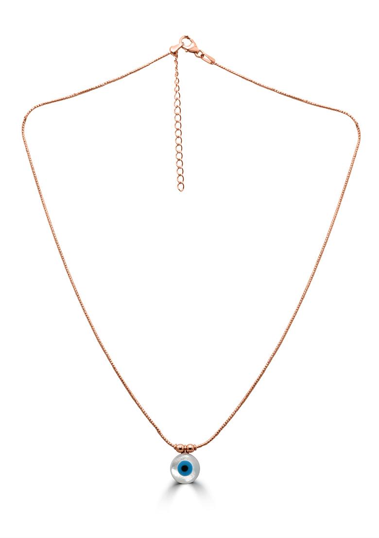 925 Pure Silver Evil Eye Rose Gold Chain Pendant