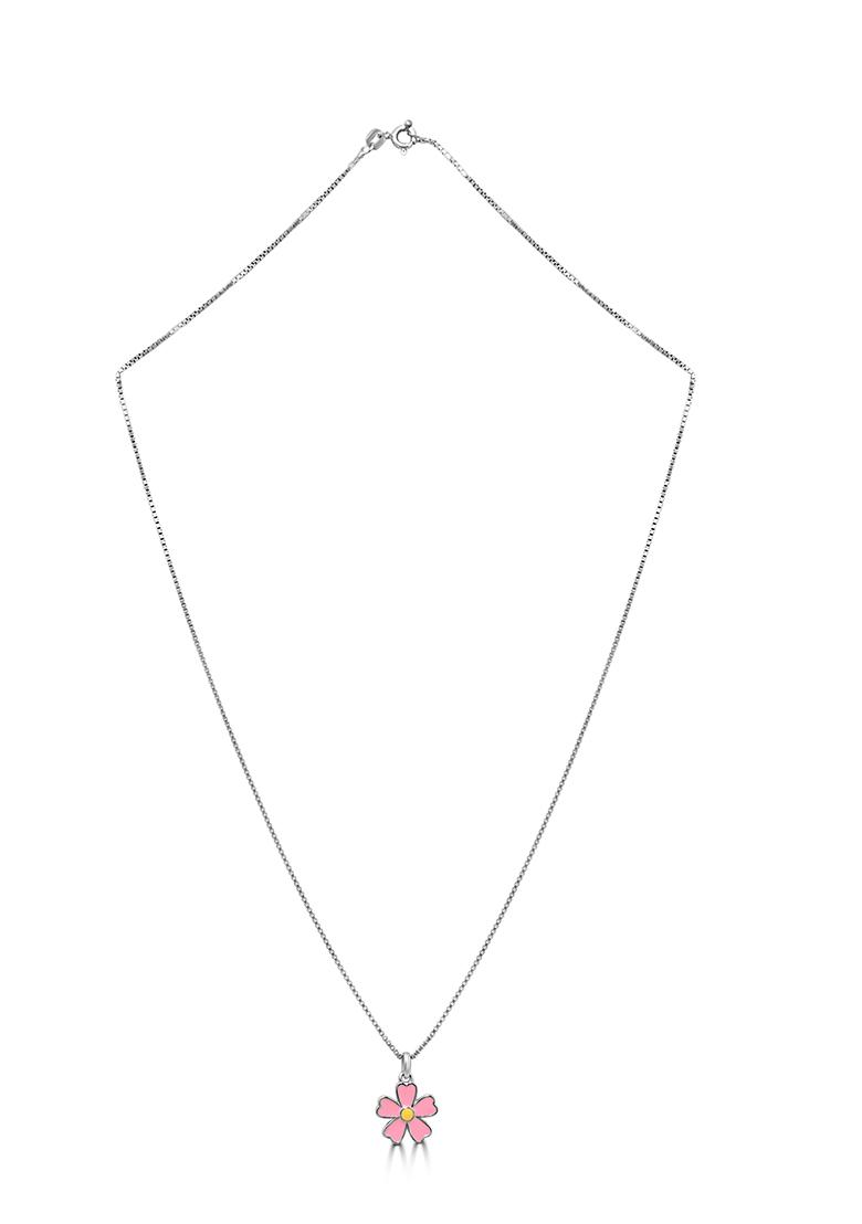 Pink 925 Pure Silver Floral Chain Pendant