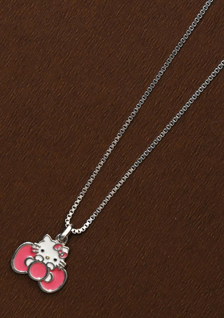 Peach 925 Pure Silver Hello Kitty Inspired Chain Pendant