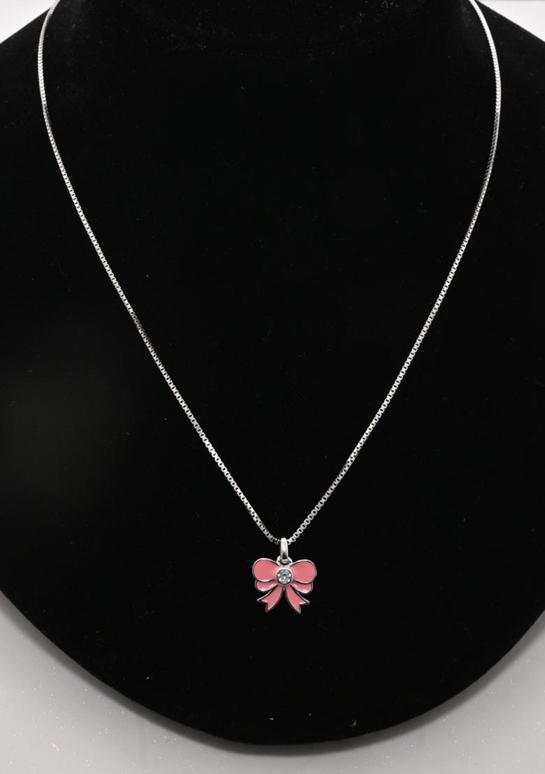 Peach 925 Pure Silver Butterfly Inspired Chain Pendant