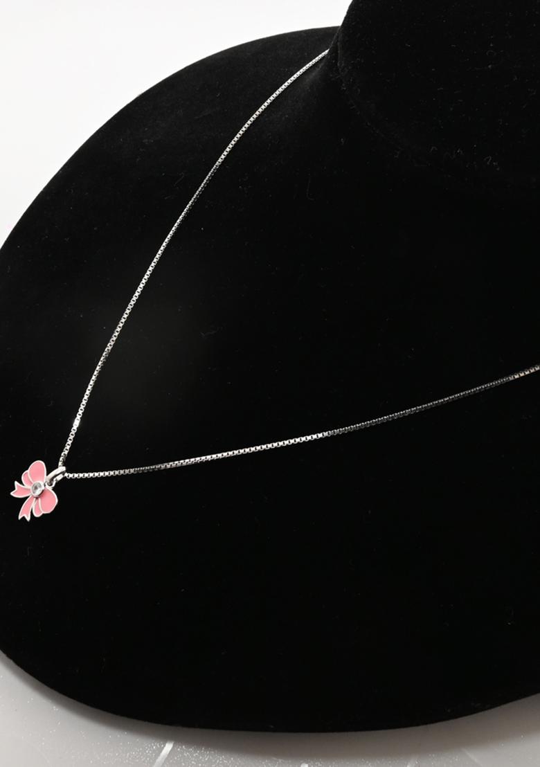 Peach 925 Pure Silver Butterfly Inspired Chain Pendant