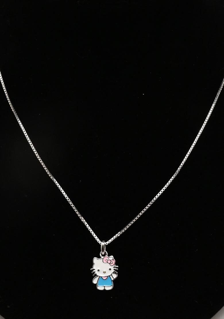 White 925 Pure Silver Hello Kitty Inspired Chain Pendant