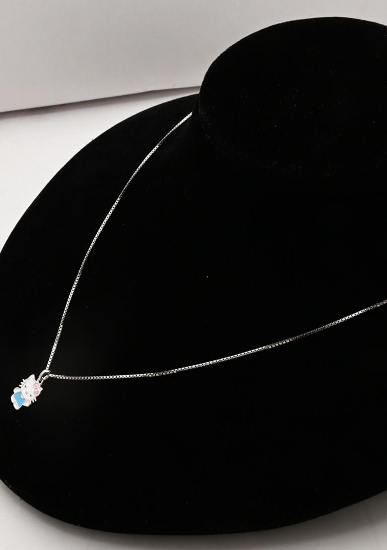 White 925 Pure Silver Hello Kitty Inspired Chain Pendant