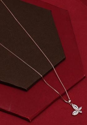 925 Pure Silver Zircon Studded Rose Gold Chain Pendant