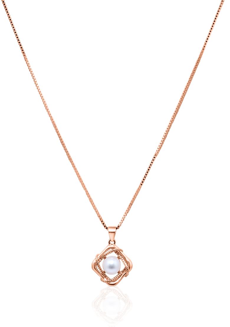 925 Pure Silver Rose Gold Pearl Chain Pendant
