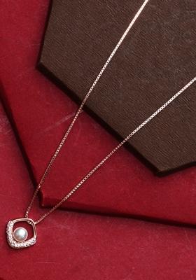 925 Pure Silver Zircon Studded Rose Gold Chain Pendant