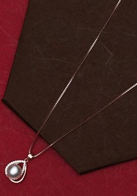 925 Pure Silver Zircon Studded Rose Gold Chain Pendant