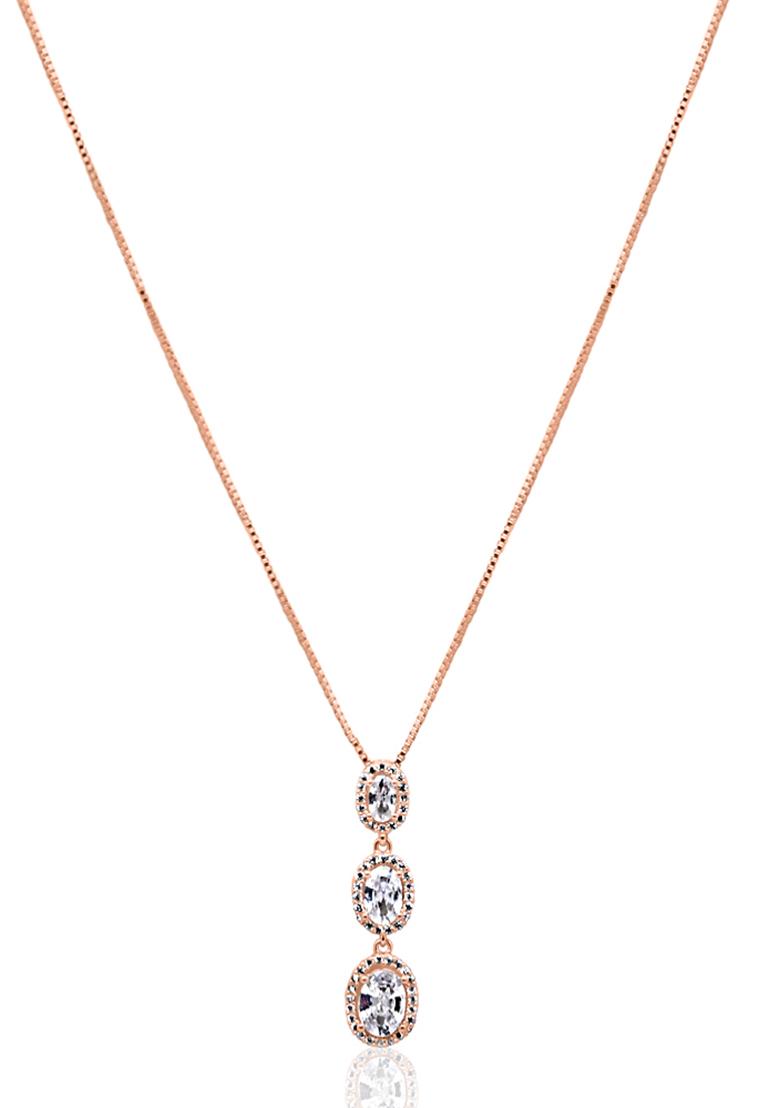 925 Pure Silver Zircon Studded Rose Gold Chain Pendant