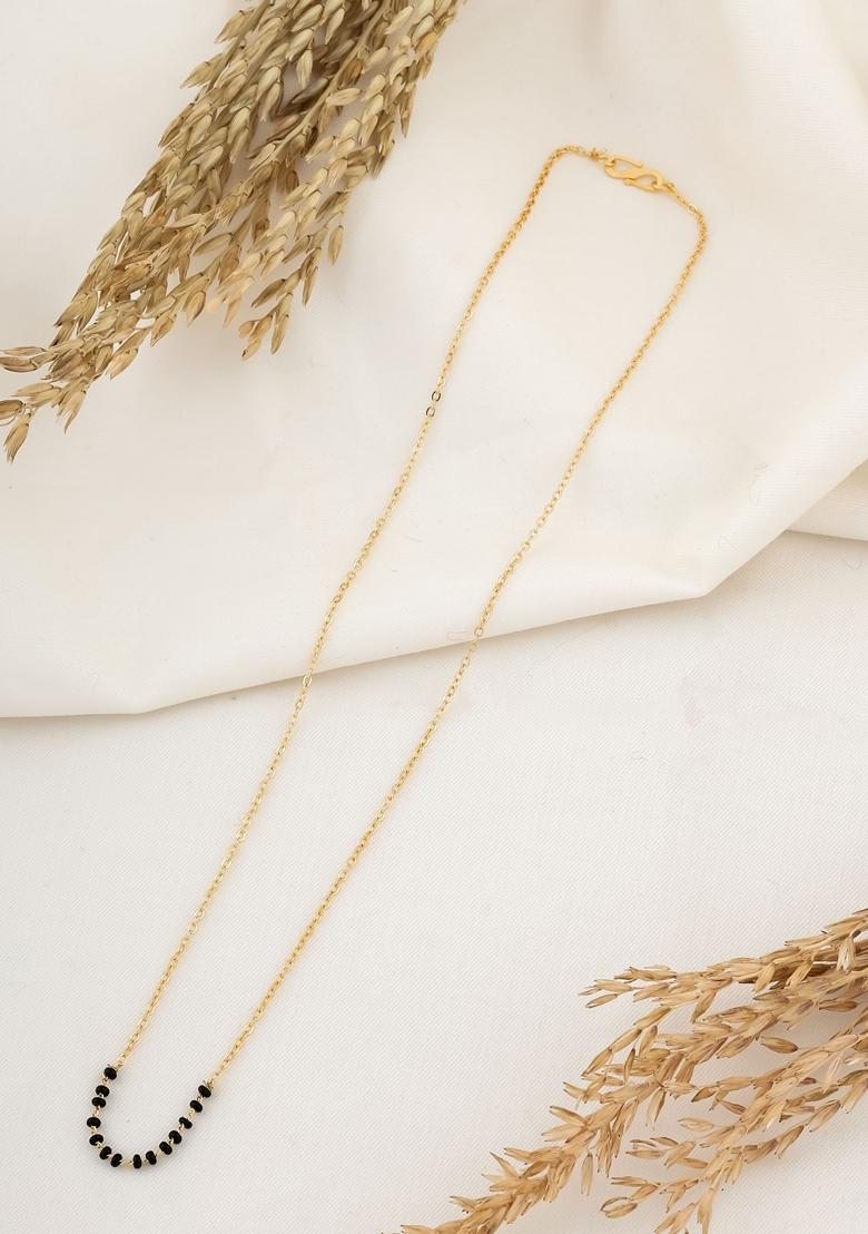 Black Beaded Gold Plated Chain Mangalsutra