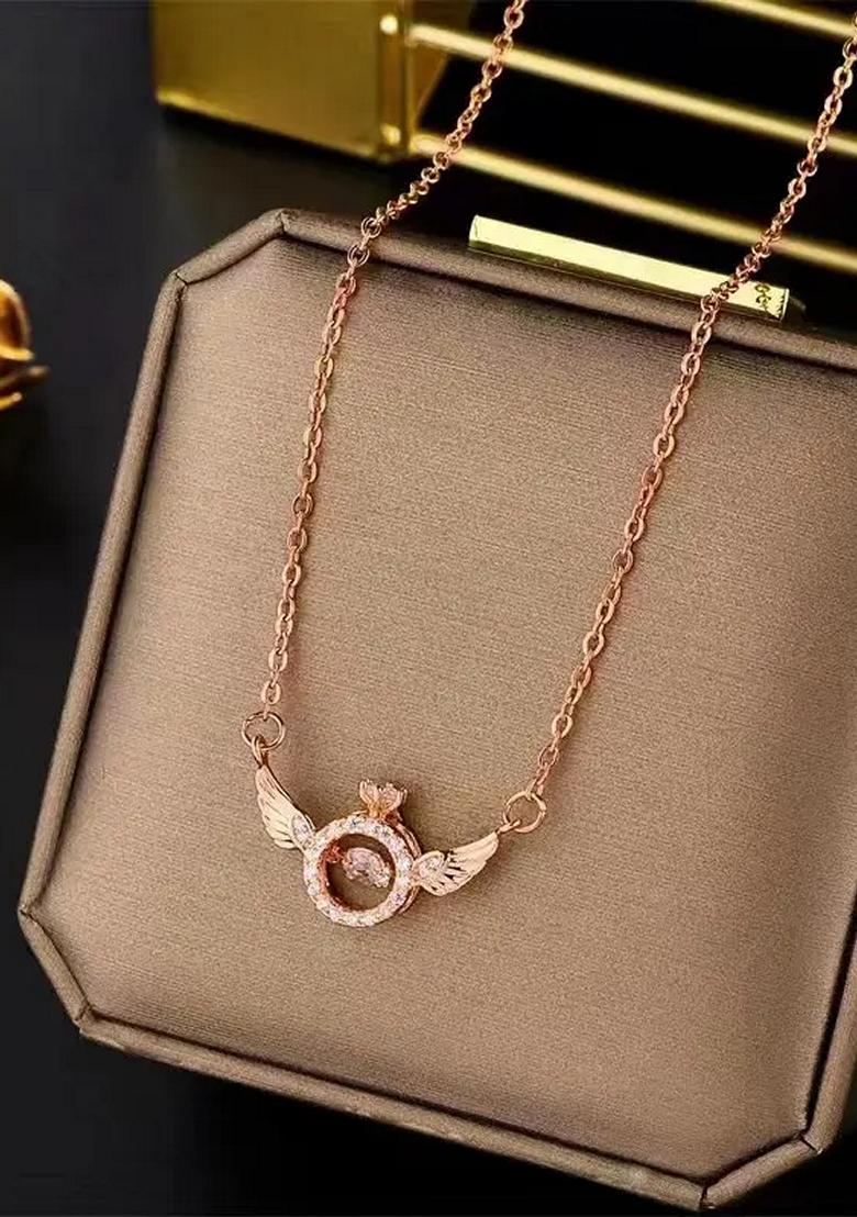 Rose Gold Plated Anti Turnish Stainless Steel Chain Pendent Necklace