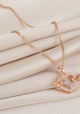 Flying Feather Heart Chain Pendant