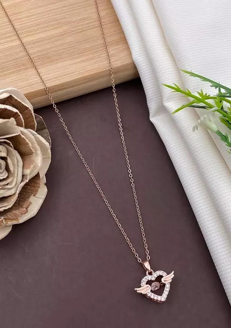 Flying Feather Heart Chain Pendant