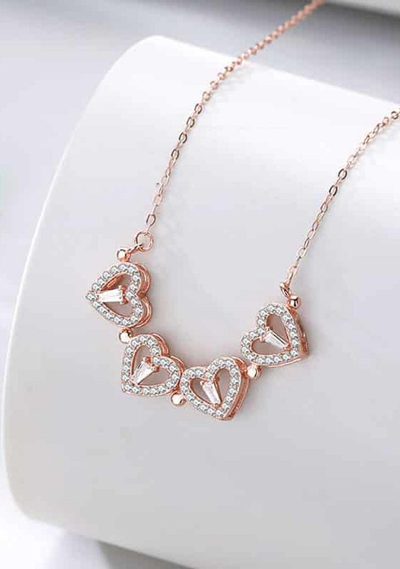 Heart Four Leaf Rose Gold Plated Clover Magnetic Pendant Necklace