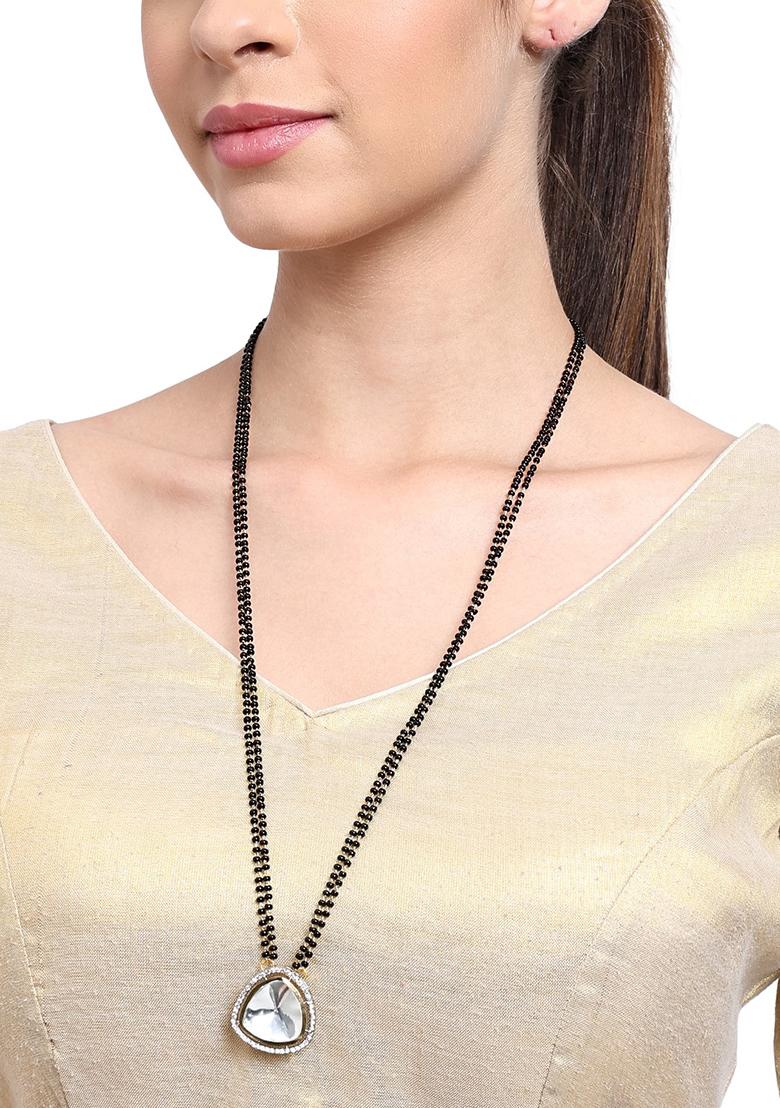 22Kt Gold Plated Triangle Polki Mangal Sutra