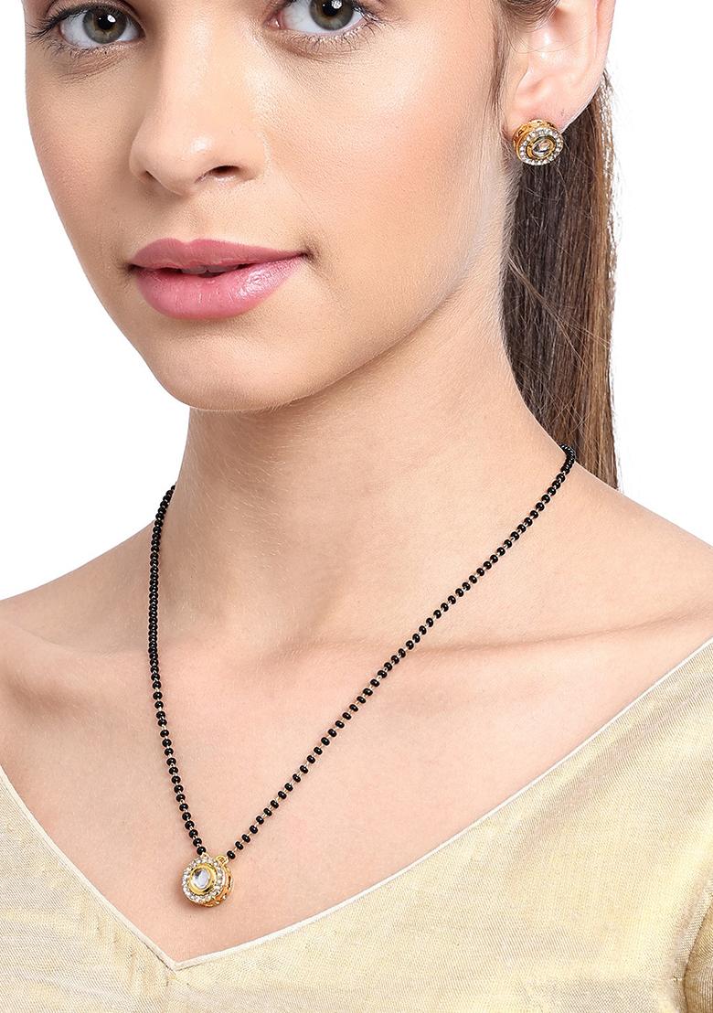 22Kt Gold Plated Round Kundan Mangal Sutra