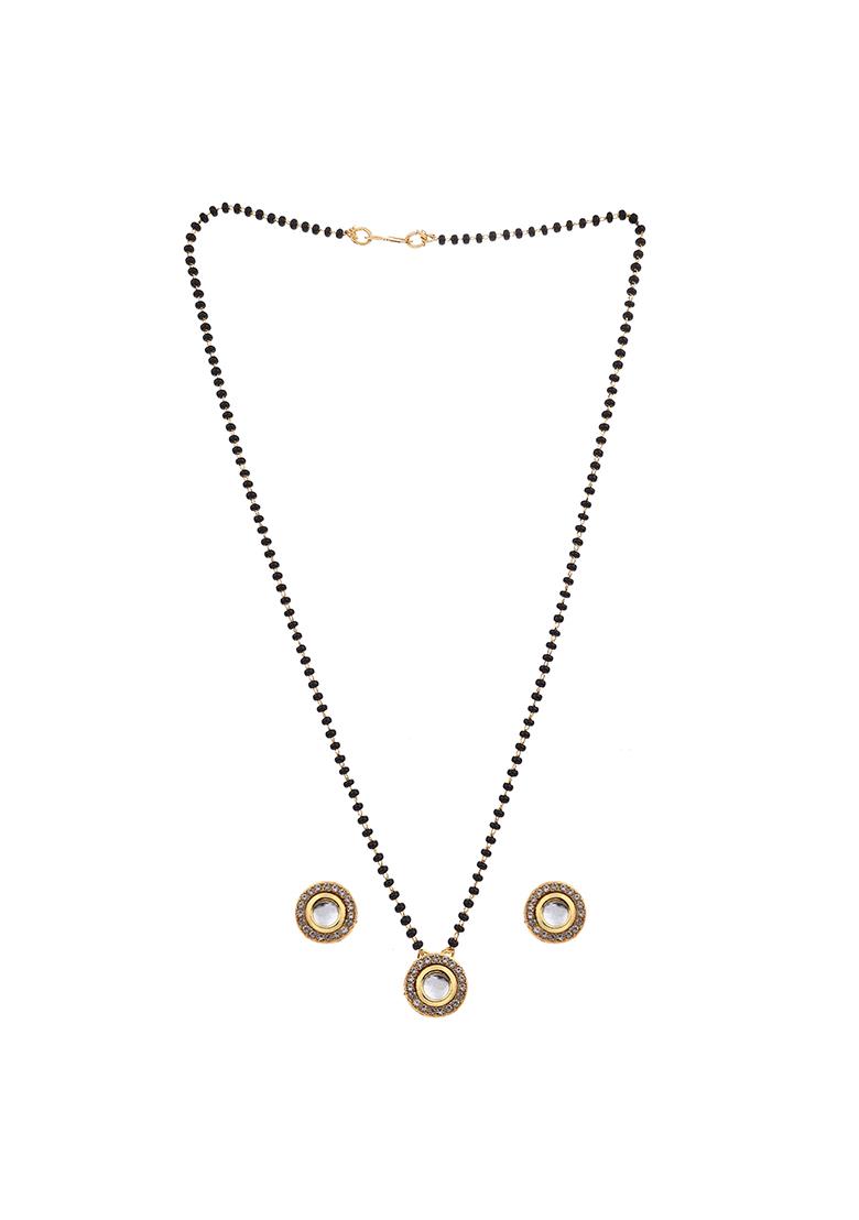 22Kt Gold Plated Round Kundan Mangal Sutra