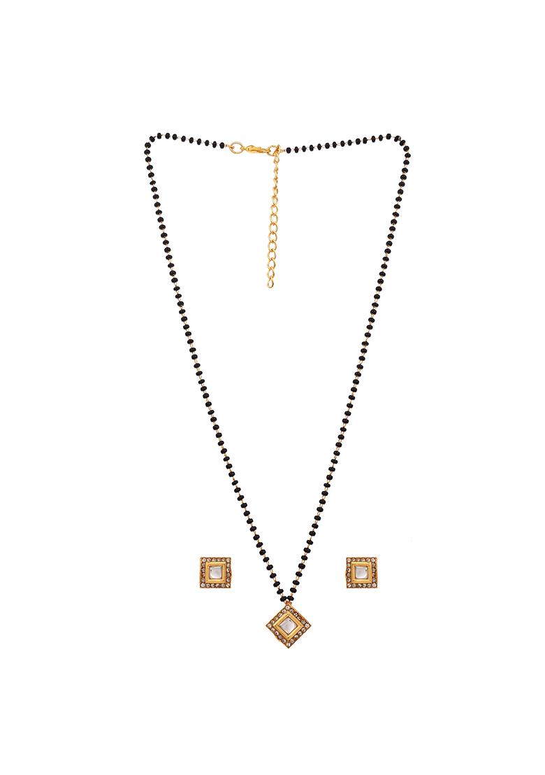 22Kt Gold Plated Square Kundan Mangal Sutra