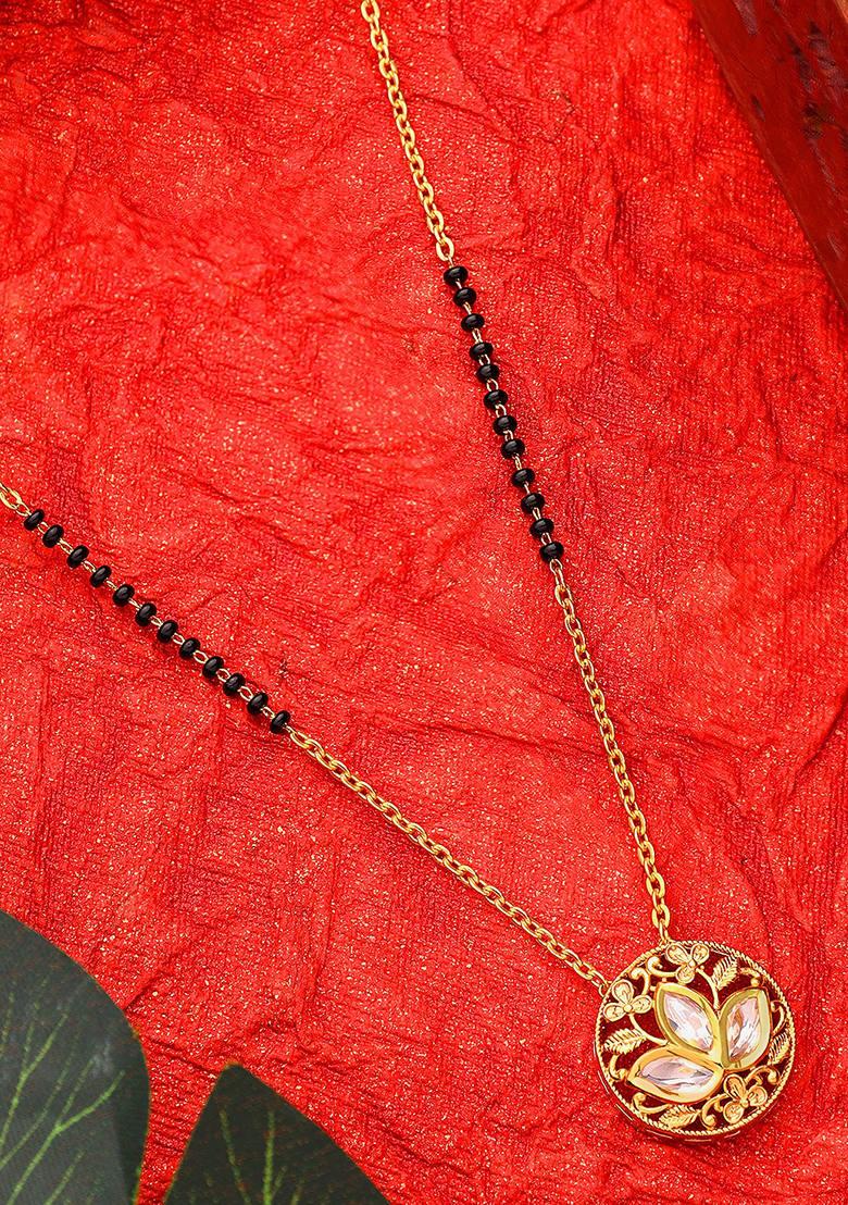 22Kt Gold Plated Floral Polki Mangalsutra