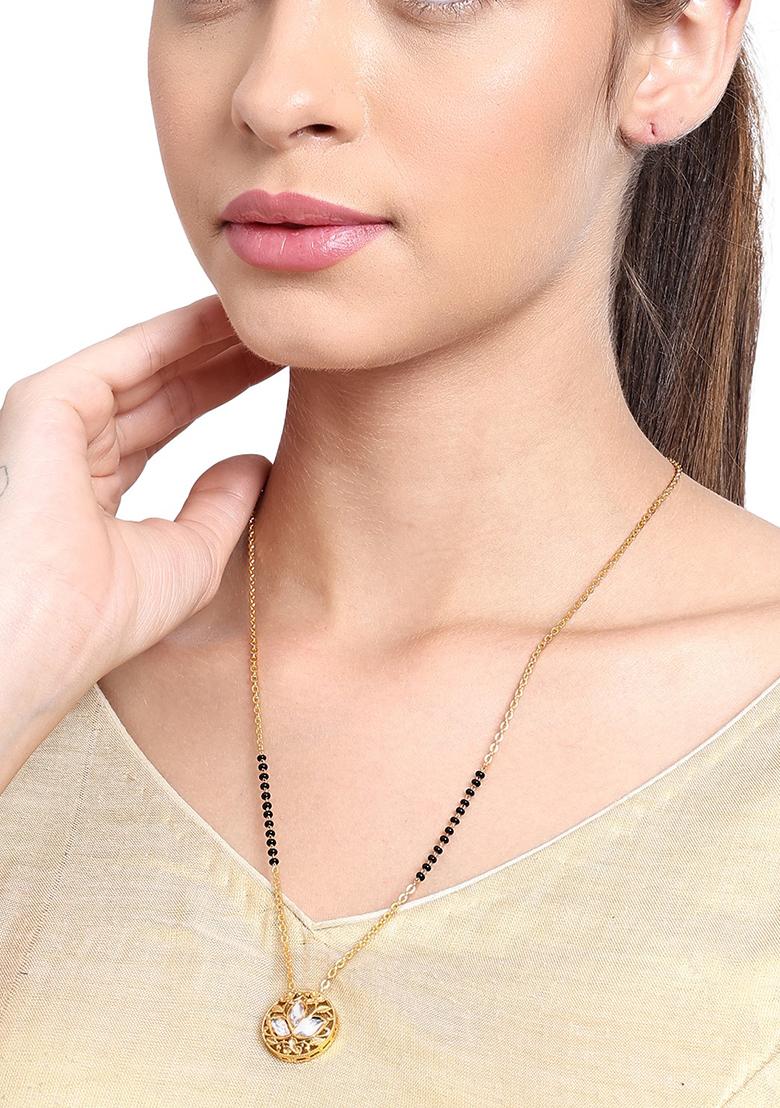 22Kt Gold Plated Floral Polki Mangalsutra