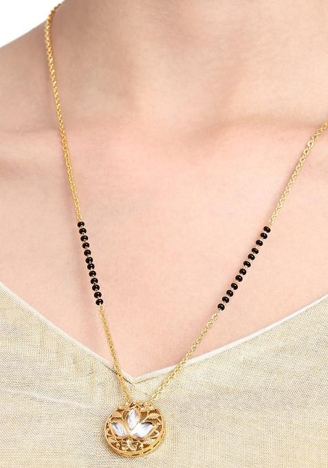 22Kt Gold Plated Floral Polki Mangalsutra