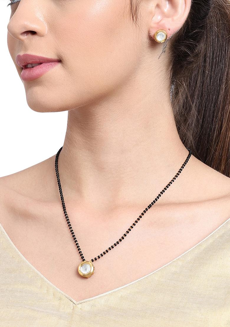 22Kt Gold Plated Circular Kundan Mangal Sutra