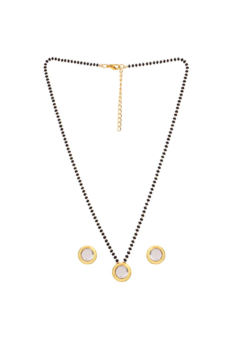 22Kt Gold Plated Circular Kundan Mangal Sutra