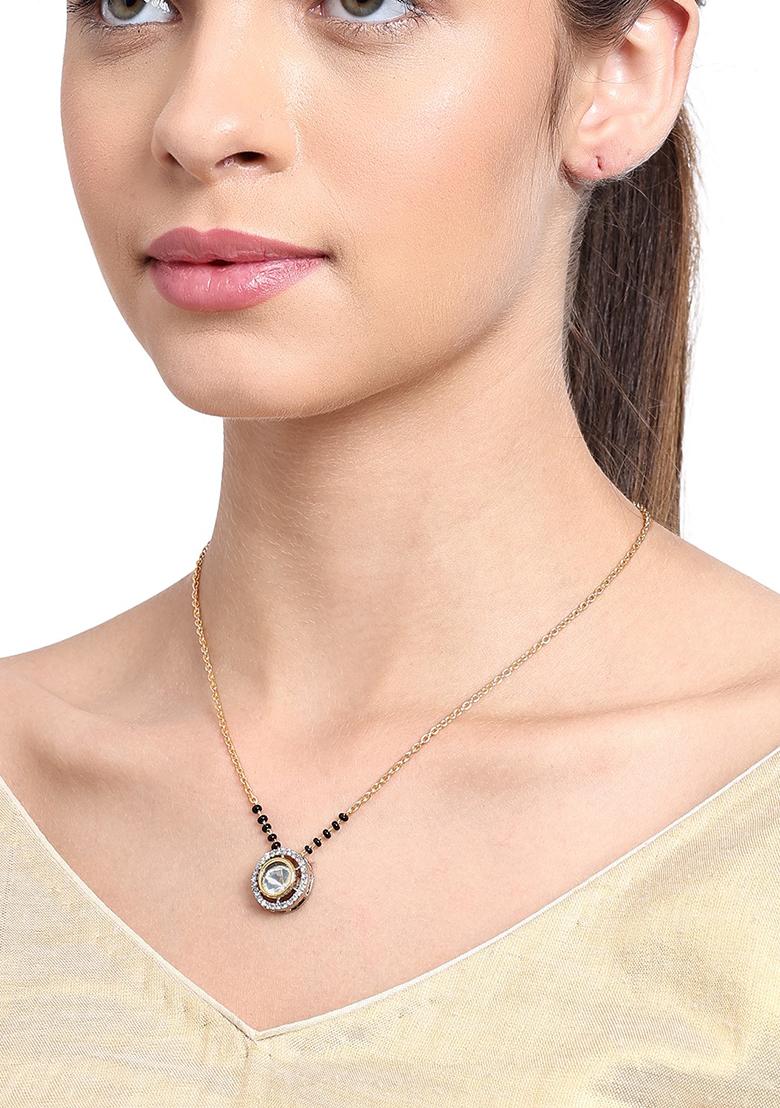 22Kt Gold Plated Round Polki Mangal Sutra