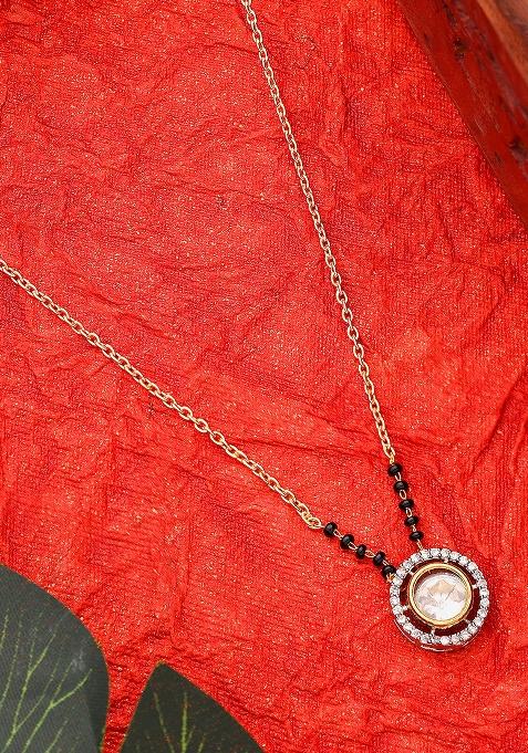 22Kt Gold Plated Round Polki Mangal Sutra