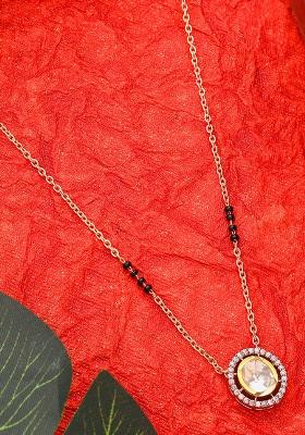 22Kt Gold Plated Oval Polki Mangal Sutra