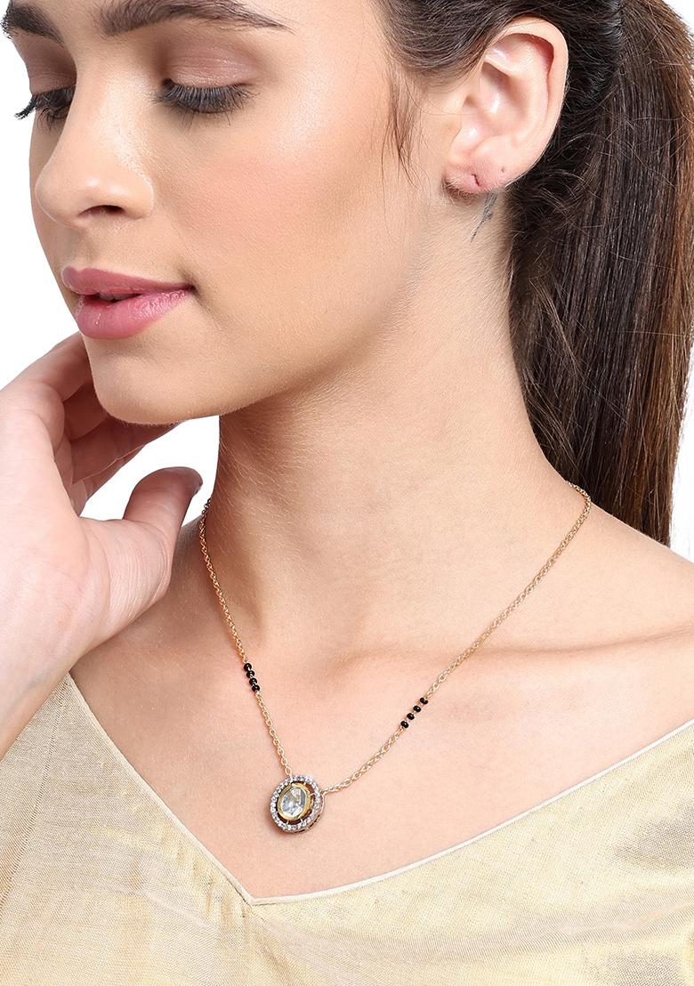 22Kt Gold Plated Oval Polki Mangal Sutra