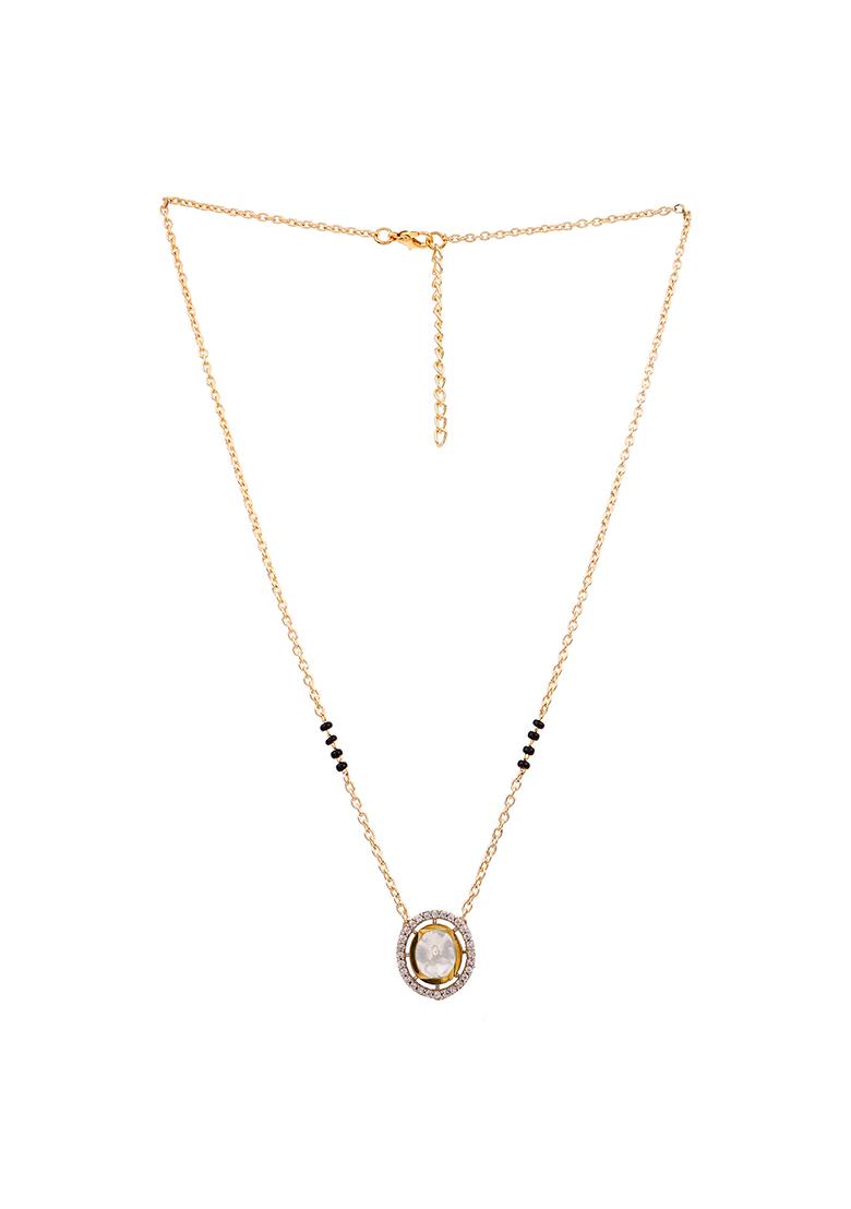 22Kt Gold Plated Oval Polki Mangal Sutra