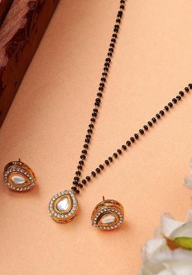 22Kt Gold Plated Drop Kundan Mangal Sutra