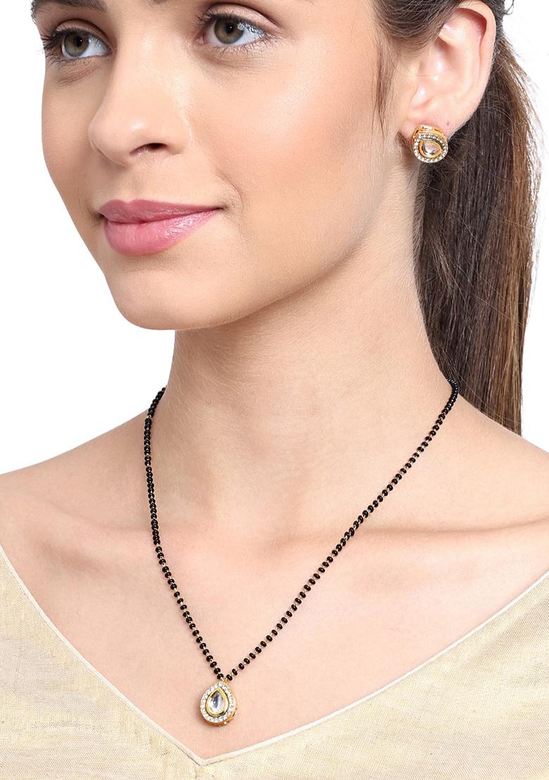 22Kt Gold Plated Drop Kundan Mangal Sutra