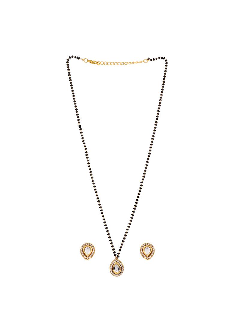 22Kt Gold Plated Drop Kundan Mangal Sutra
