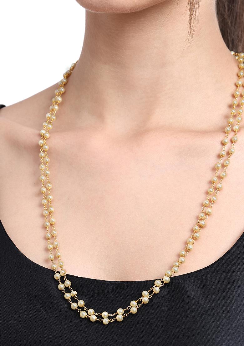 22Kt Gold Plated 2 String Pearl Chain