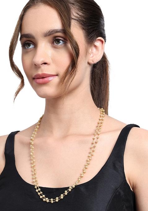 22Kt Gold Plated 2 String Pearl Chain