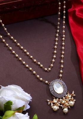 22Kt Gold Plated Gleaming Polki Double String Necklace