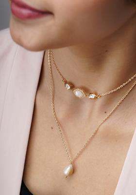 22Kt Gold Plated Pearl Symphony Necklace