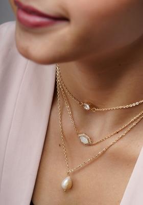 22Kt Gold Plated Petite Pearl Cascade Necklace
