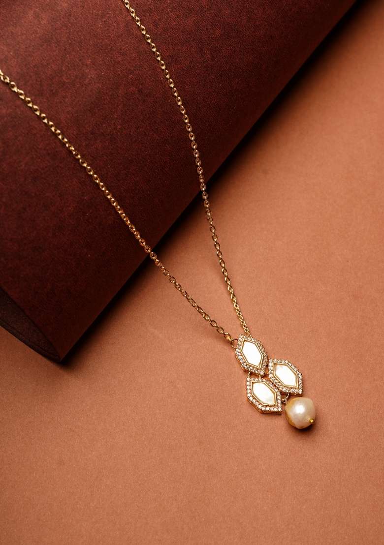 22Kt Gold Plated Pearl Mosaic Necklace - Indya