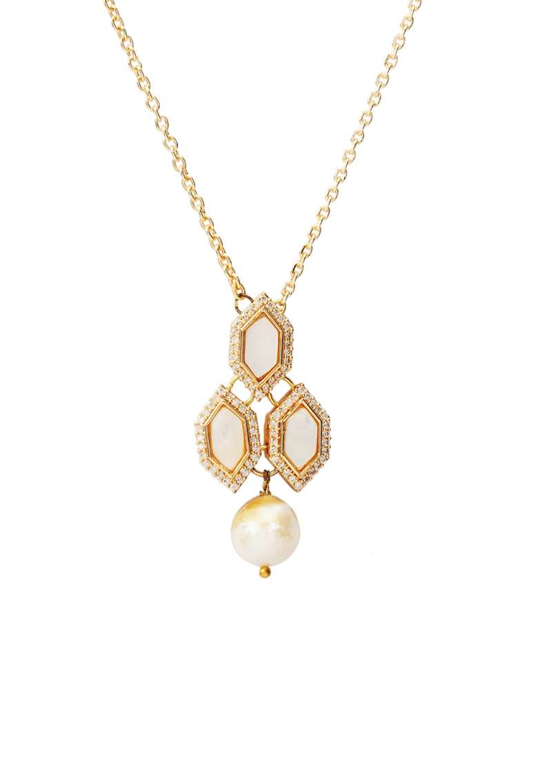 22Kt Gold Plated Pearl Mosaic Necklace - Indya