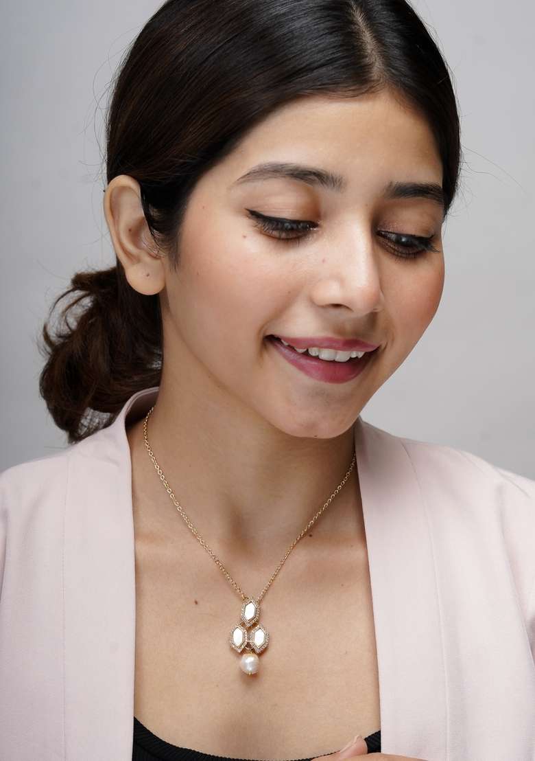22Kt Gold Plated Pearl Mosaic Necklace - Indya