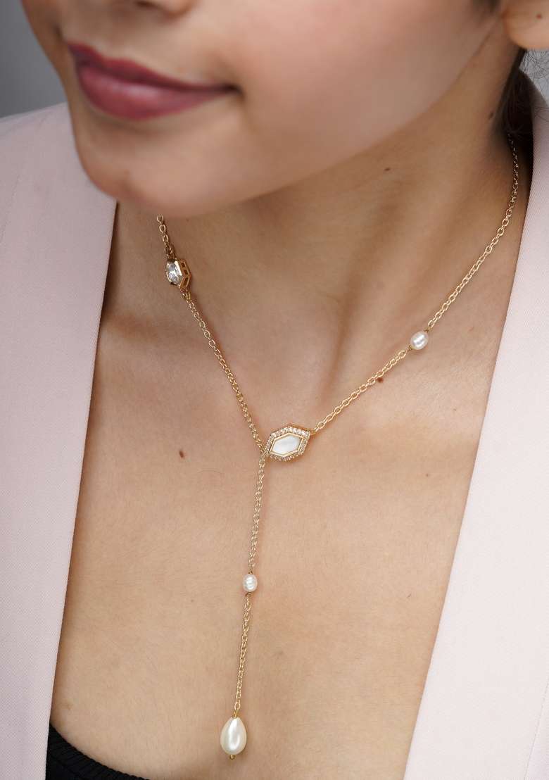 22Kt Gold Plated Pearl Mirage Necklace - Indya