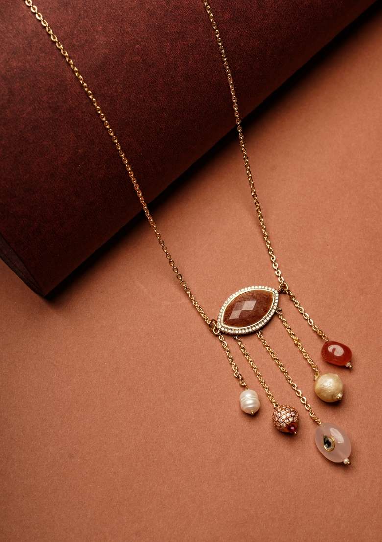22Kt Gold Plated Rosy Radiance Necklace - Indya