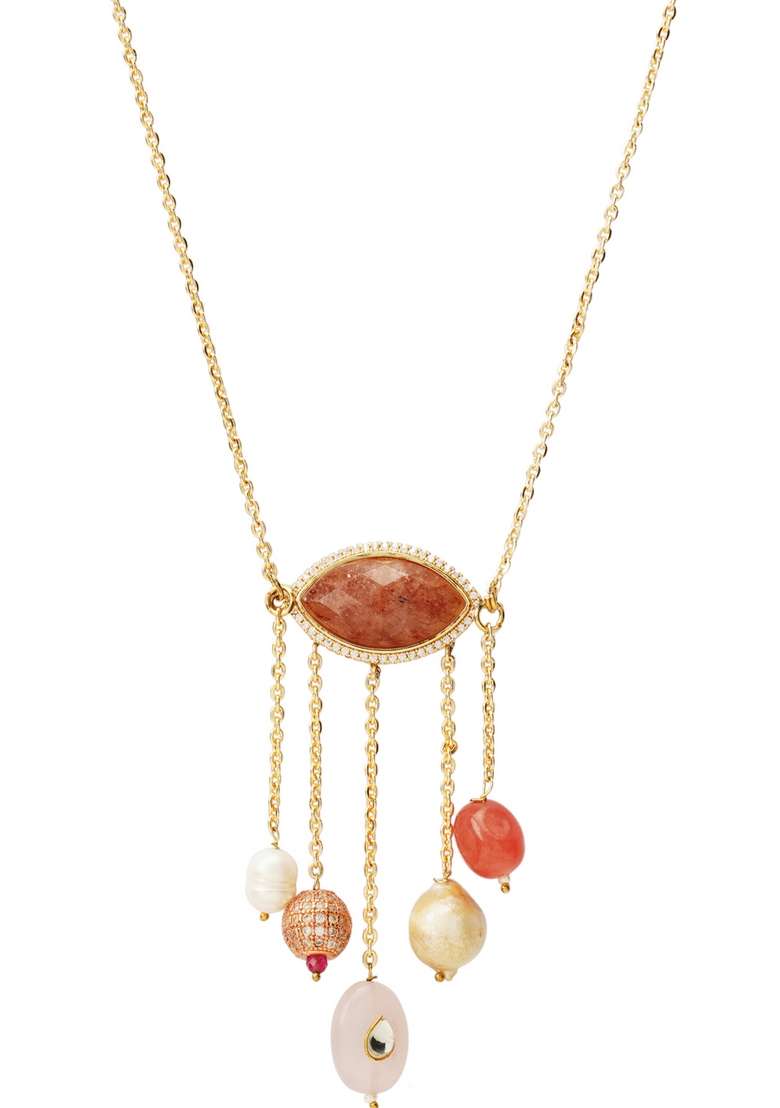 22Kt Gold Plated Rosy Radiance Necklace - Indya